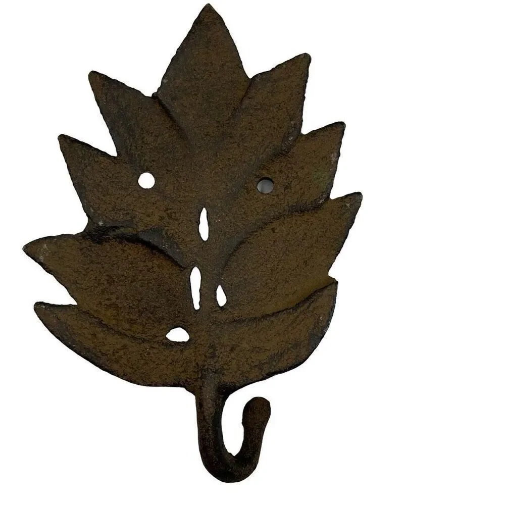 Metal Cast‎ Iron Leaf Wall Hook 6” X 4”